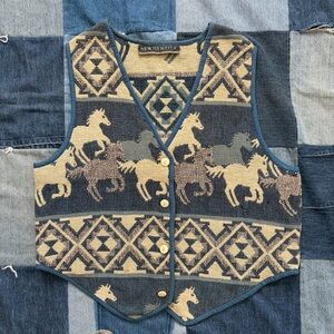vintage southwest horses 90s new identity vest L
